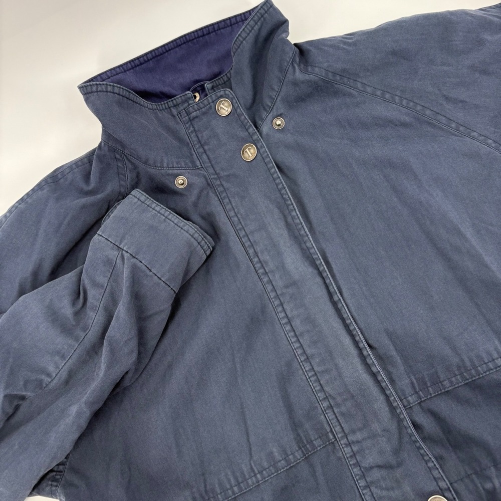 Womens M Towne London Fog Navy Blue Jacket Full Zip Pockets Drawstring Waist